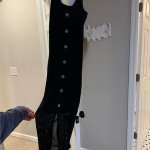 Express Black Midi Dress with Button Detail